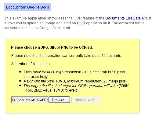 Google free OCR Service Google free OCR Service