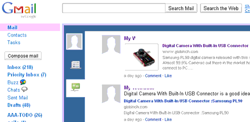 Gmail Facebook gadget