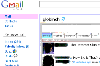 Gmail Twitter gadget