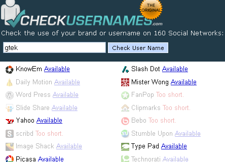 checkusername - check availability username 