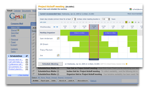 Gmail Meeting scheduler Firefox add-on