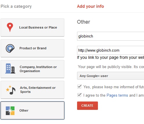 google+ pages for business
