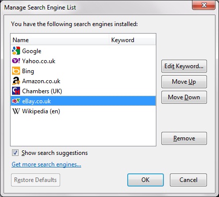Change Firefox Search Engine