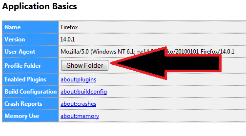 Firefox profile location folder