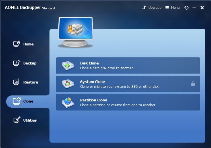 Disk clone, System clone, Partition Clone