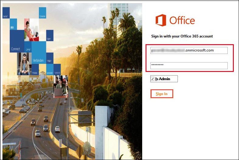 Login to office 365 to export