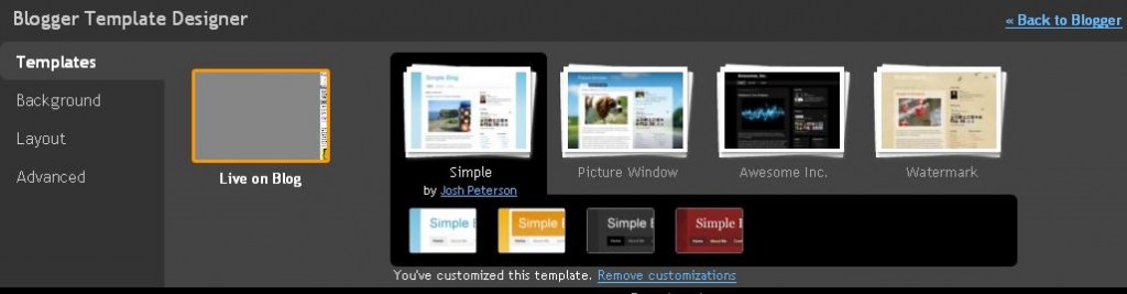 Blogger Template Designer screen