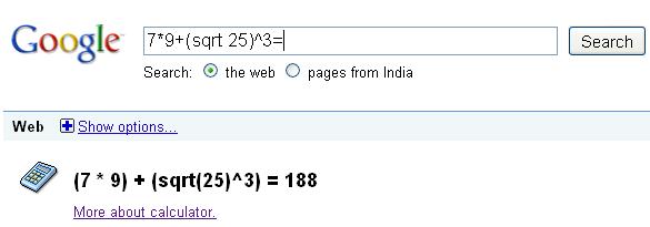 Google search calculator