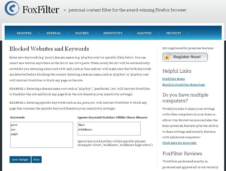 Block URL in Firefox - FoxFilter