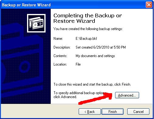 Windows XP file backup Schduled backup