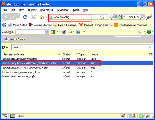Disable Firefox Caret browsing | Globinch.com- Everyday technology