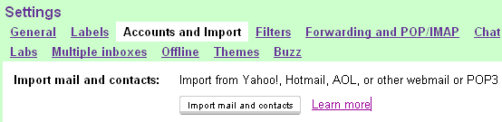 Gmail Import Mails setup
