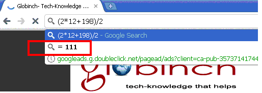 Google chrome as calculator