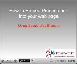 Embed presentation into web page or website