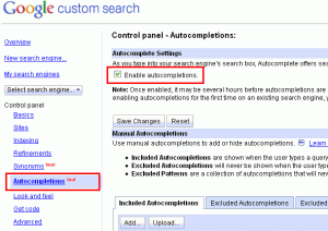 Google Custom search (CSE) autocompletion feature
