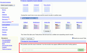 Google Custom search box themes