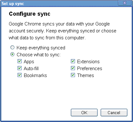 Google-Chrome-Sync-options -chrome sync bookmarks