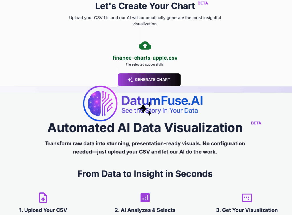 Datumfuse.ai  "Magic Box" upload interface, showing how simple it is to drag and drop a file.